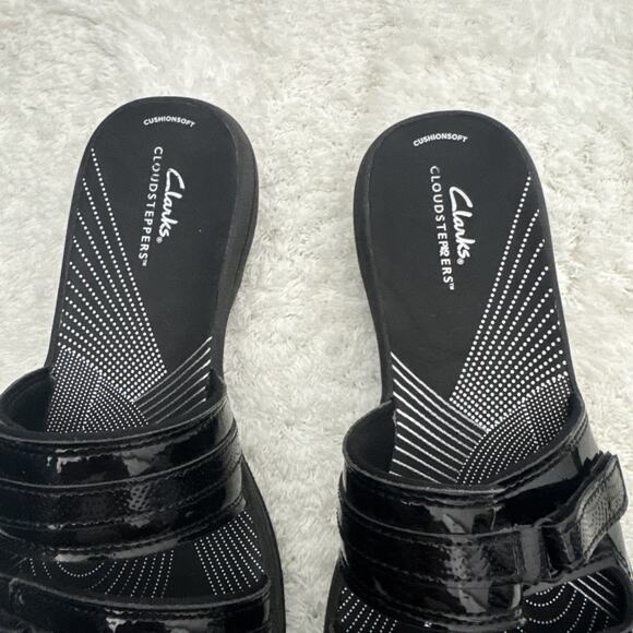 Clarks Cloudsteppers Breeze Piper Sandal Women’s Size 11 Black Patent Adjustable - Picture 2 of 6